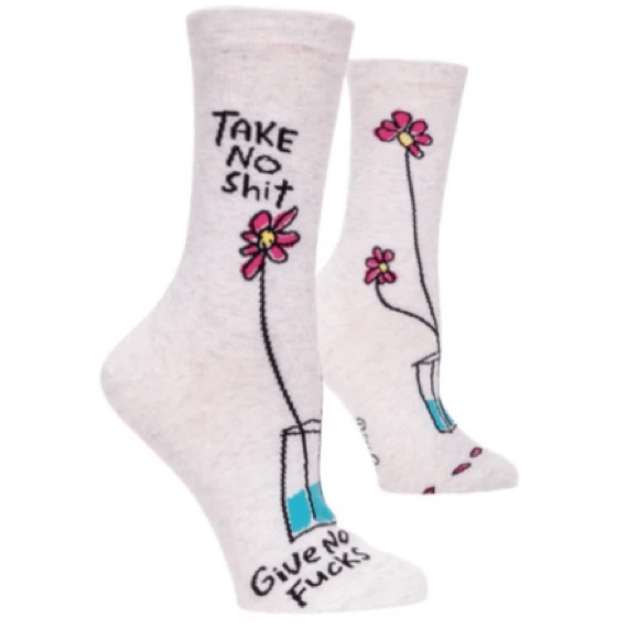 Reserved Blue Q Take No Sh!t Give No F🫢cks Crew Socks & yoga socks - Picture 2 of 10